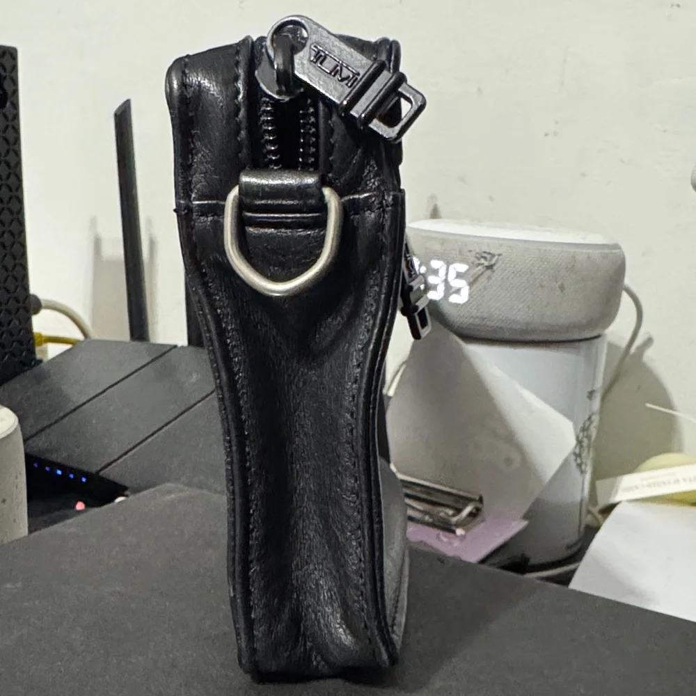 Tumi Black Leather Toiletry Bag